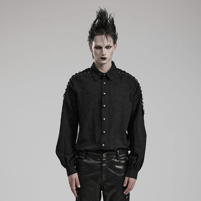 Herren-Gothic-Riemenhemd im Used-Look