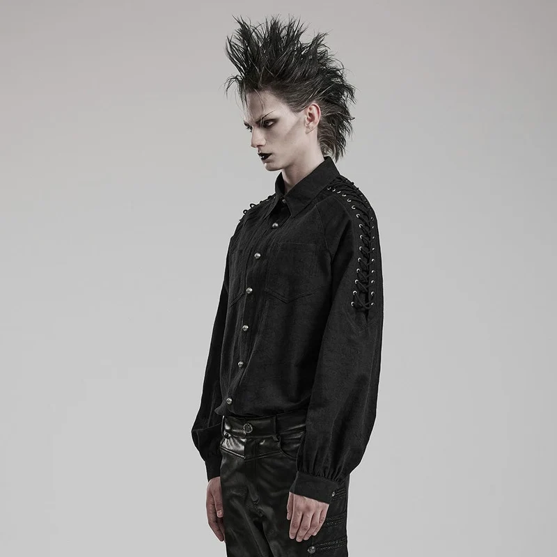 Herren-Gothic-Riemenhemd im Used-Look