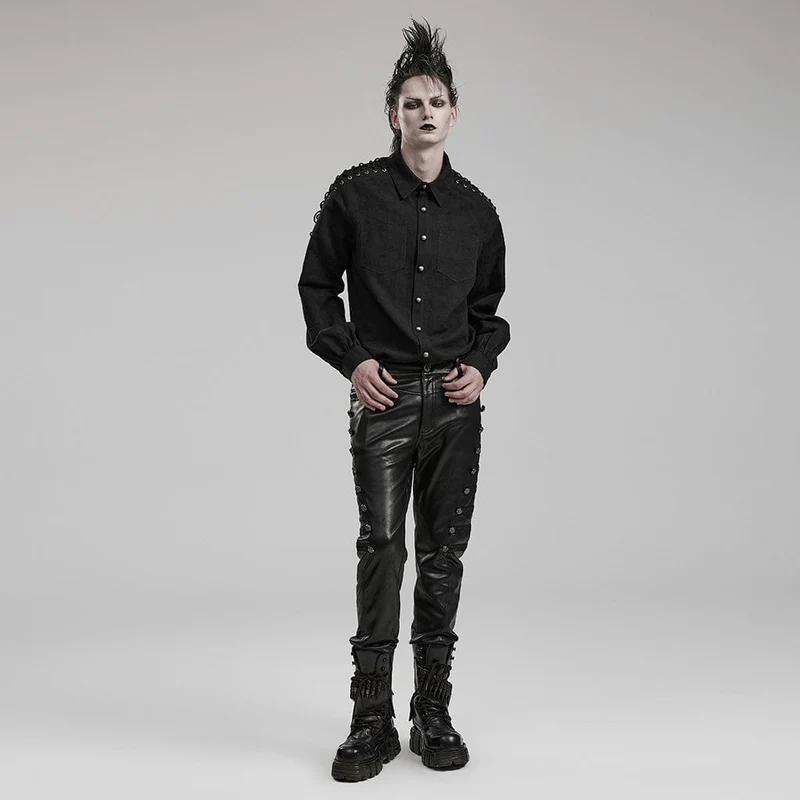 Herren-Gothic-Riemenhemd im Used-Look