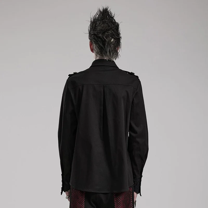 Herren-Punk-Hemd mit Cutout-Splice-Motiv