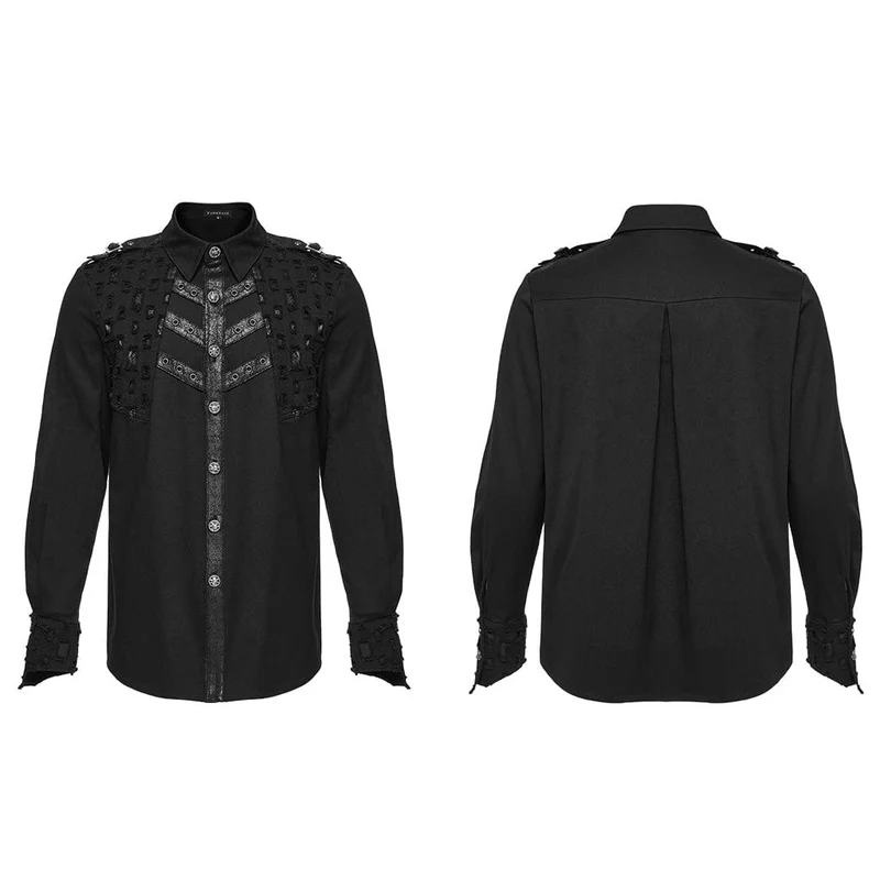 Herren-Punk-Hemd mit Cutout-Splice-Motiv