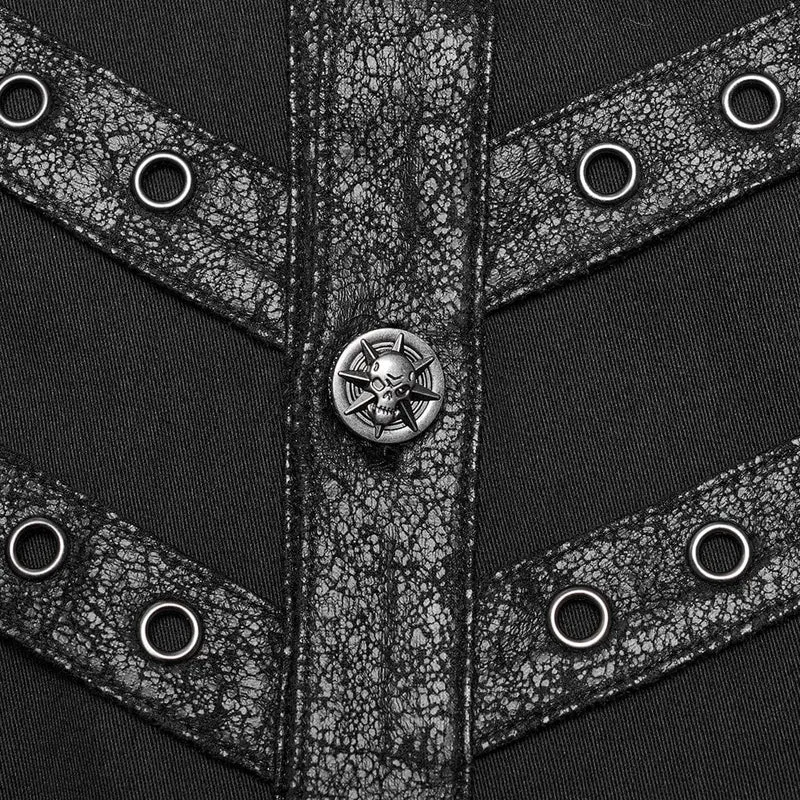 Herren-Punk-Hemd mit Cutout-Splice-Motiv