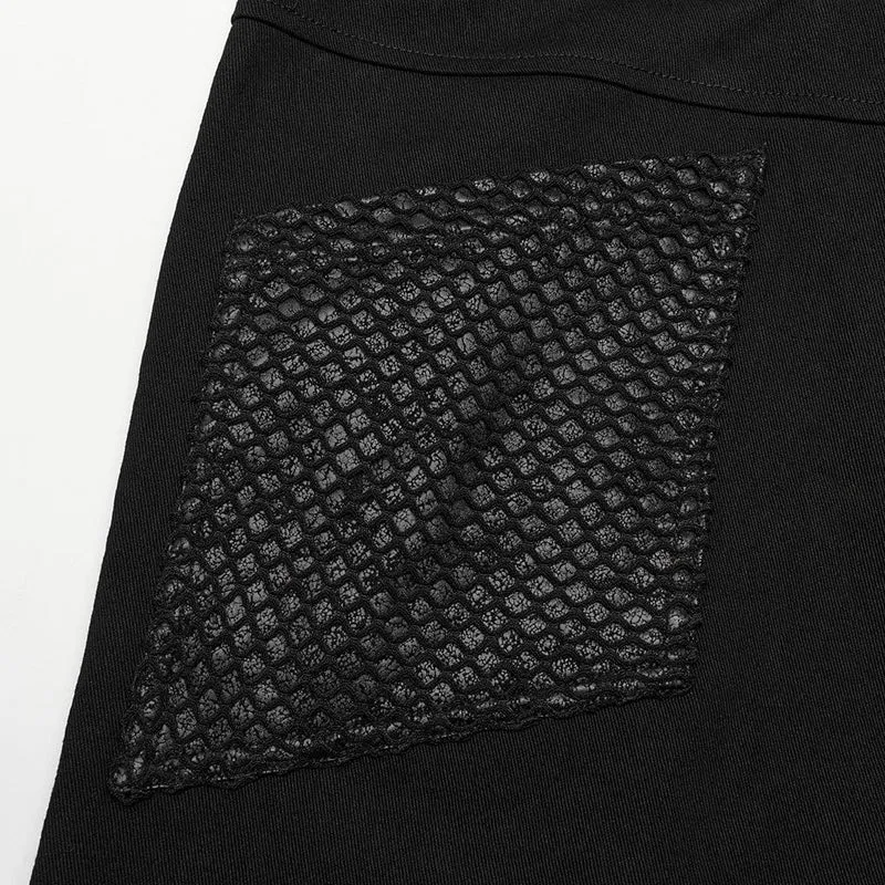 Herren-Punk-Mesh-Splice-Trägerhose