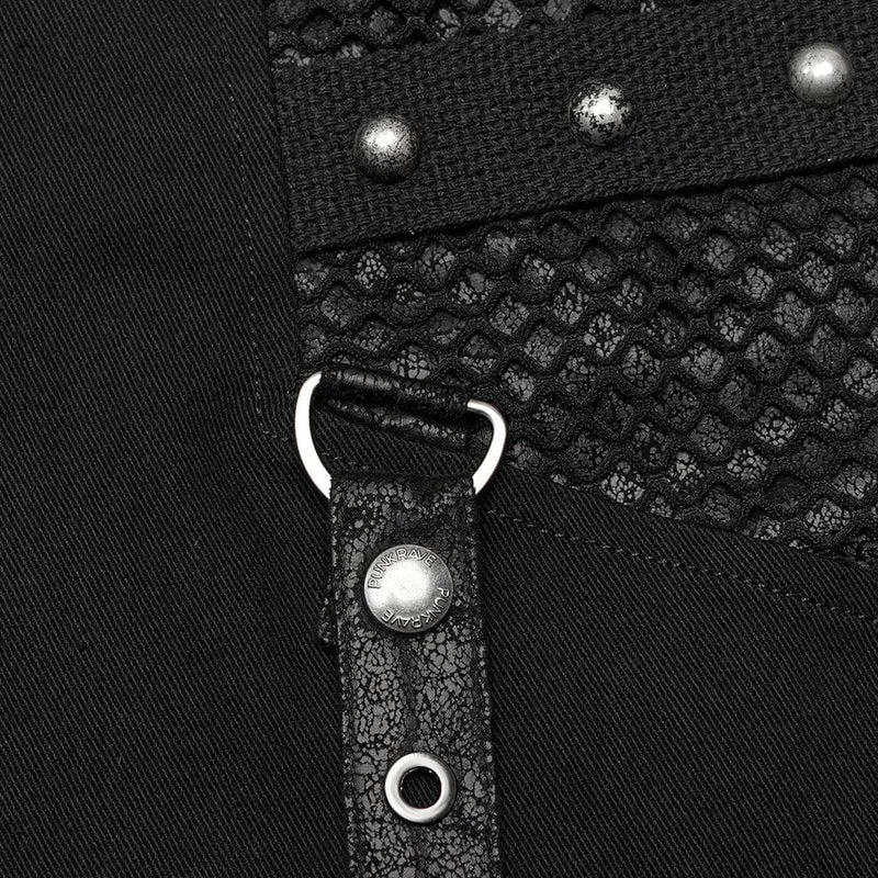 Herren-Punk-Mesh-Splice-Trägerhose