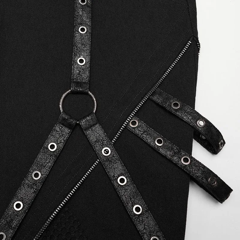 Herren-Punk-Mesh-Splice-Trägerhose