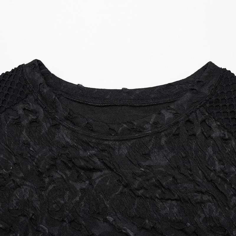 Herren Gothic Mesh Splice Langarmhemd