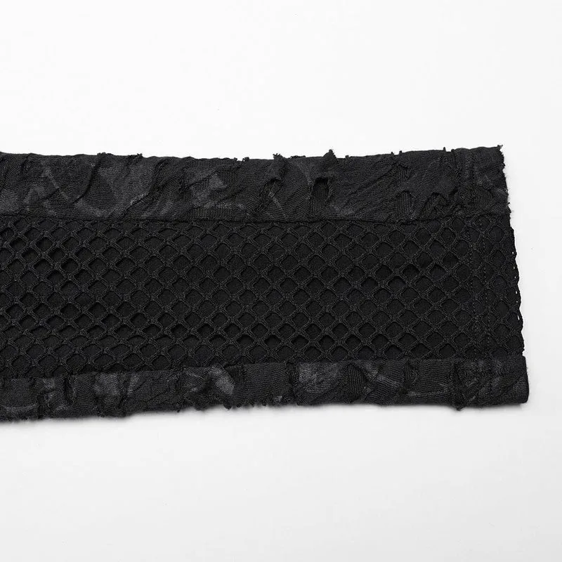 Herren Gothic Mesh Splice Langarmhemd