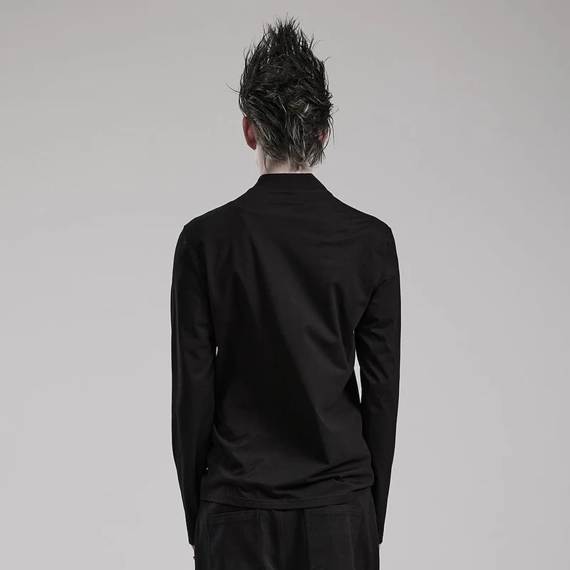 Herren-Punk-Kunstleder-Splice-Hemd