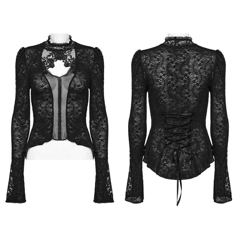 Gothic-Spitzenhemd mit tiefem Ausschnitt für Damen