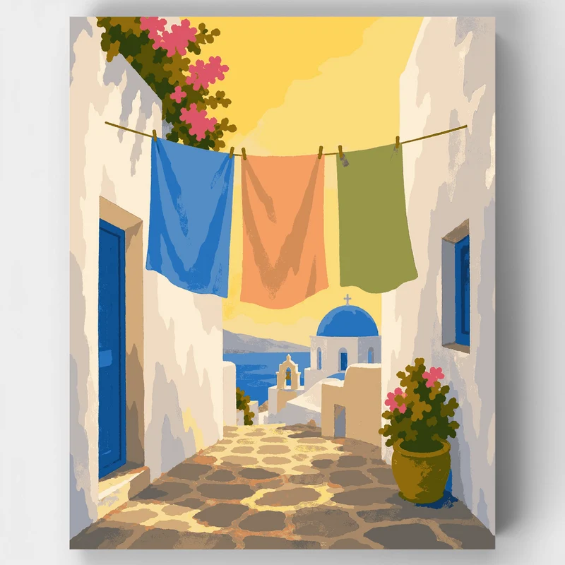 Santorini Alley - Paint by Numbers Kit