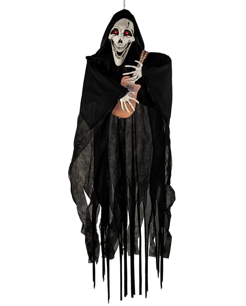 Gitarre spielender Skelett Reaper Animatronic 120cm