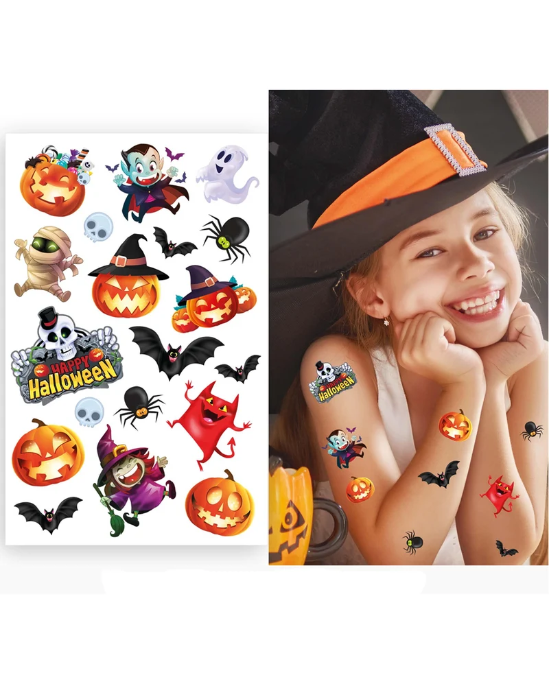 Farbenfrohe Halloween Kindertattoos