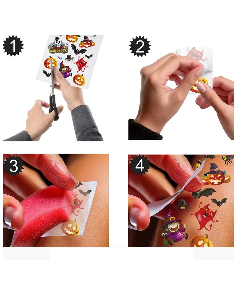 Farbenfrohe Halloween Kindertattoos