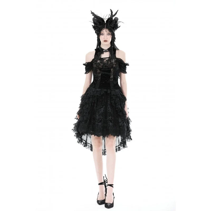 Damen Gothic-Rüschen-High-Low-Rock mit Lagen