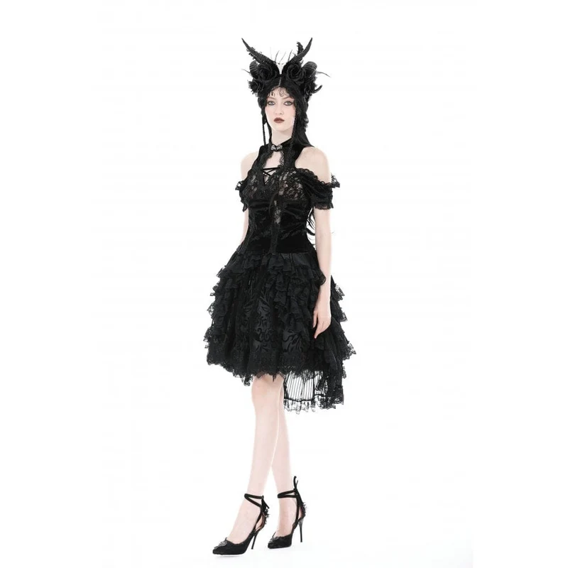 Damen Gothic-Rüschen-High-Low-Rock mit Lagen