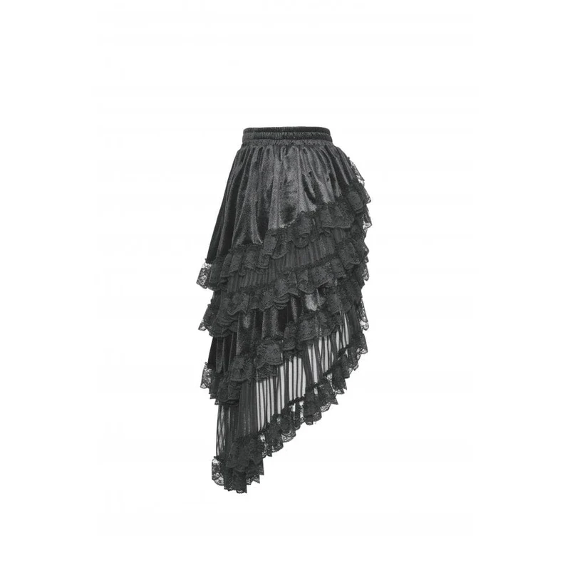 Damen Gothic-Rüschen-High-Low-Rock mit Lagen