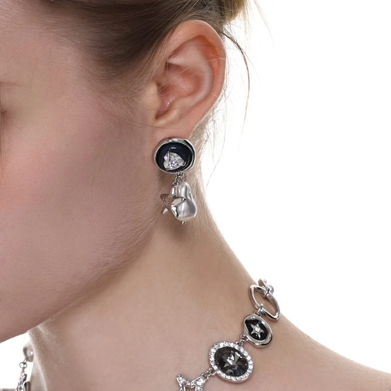 Damen-Ohrringe mit Punk-Stern-Barockperlen