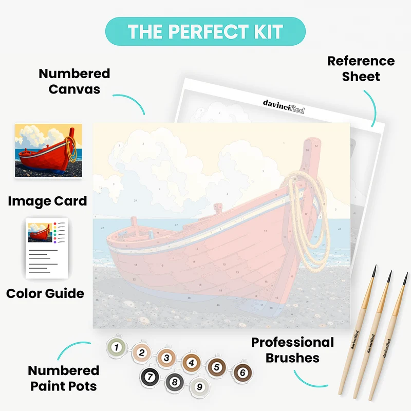 Santorini Red Boat - Paint by Numbers Kit