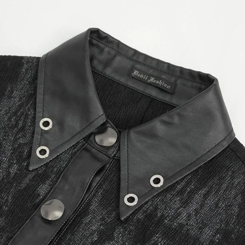 Punk-Crop-Top mit Umlegekragen und Cutout und Nieten für Damen