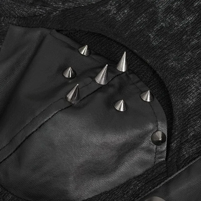 Punk-Crop-Top mit Umlegekragen und Cutout und Nieten für Damen
