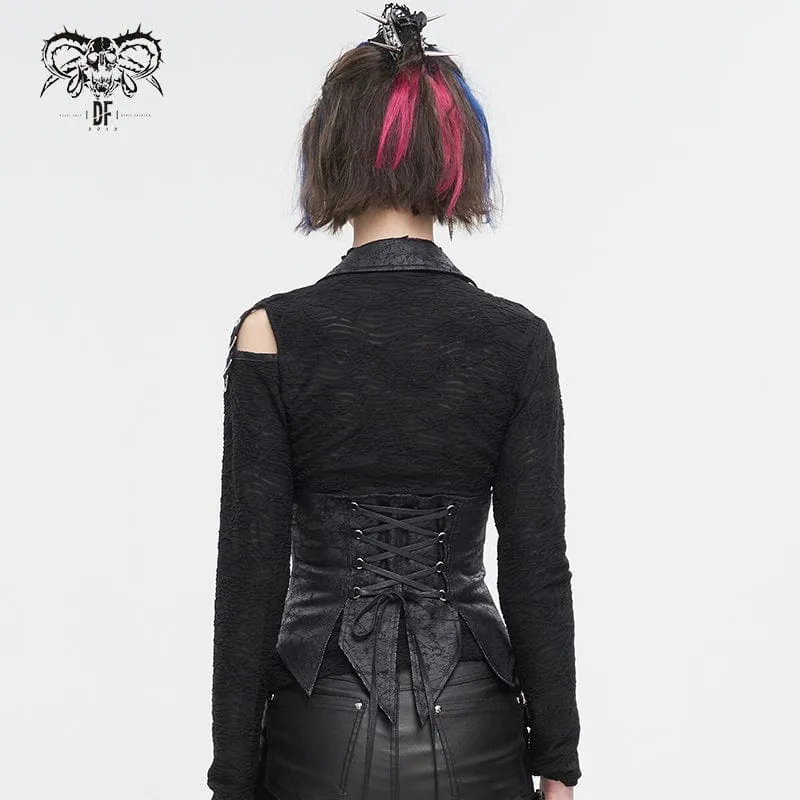 Unregelmäßige Gothic-Schnürweste für Damen mit abnehmbarem Kragen