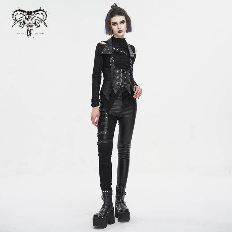 Unregelmäßige Gothic-Schnürweste für Damen mit abnehmbarem Kragen