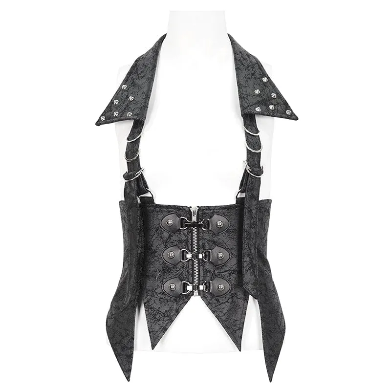 Unregelmäßige Gothic-Schnürweste für Damen mit abnehmbarem Kragen