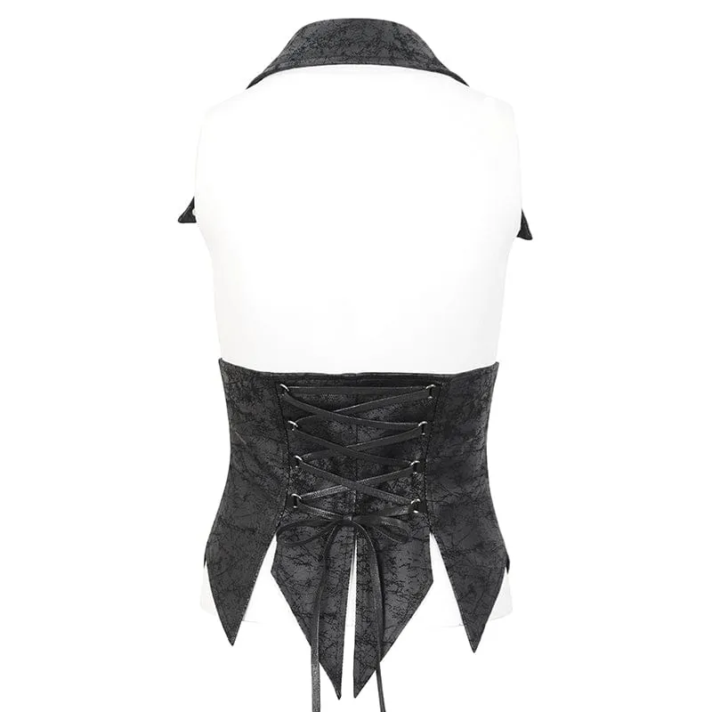 Unregelmäßige Gothic-Schnürweste für Damen mit abnehmbarem Kragen