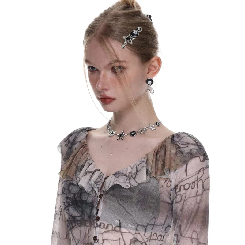 Damen-Haarspange mit Punk-Stein und Stern-Motiv