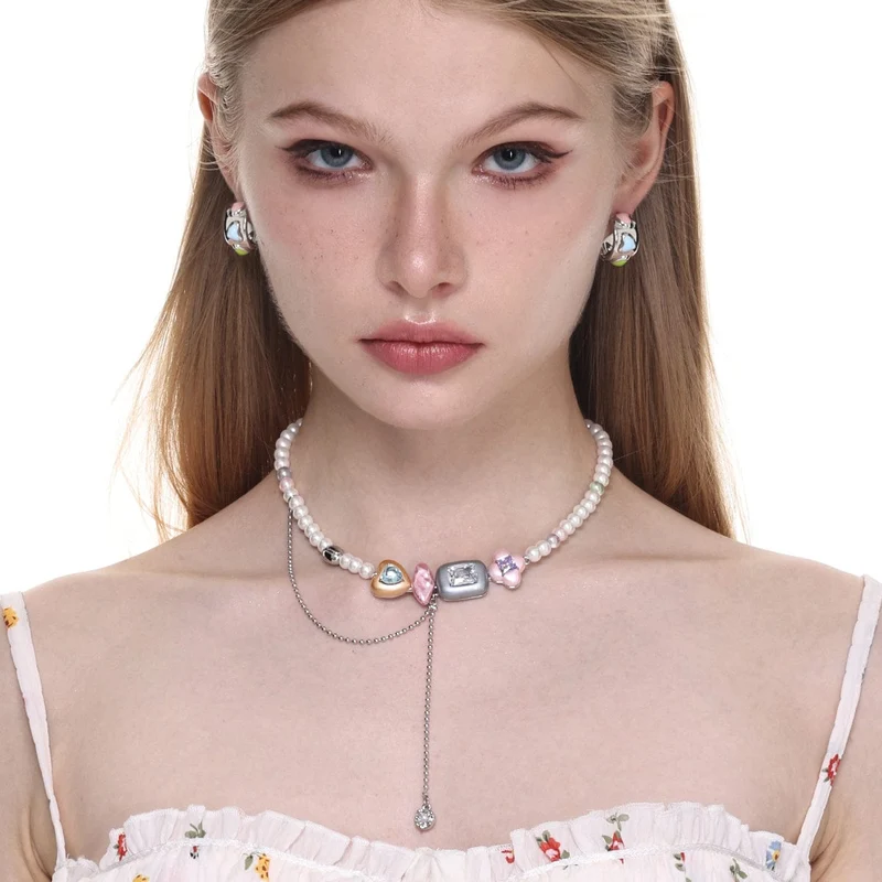 Damen-Lolita-Halskette mit unregelmäßigen Diamantperlen