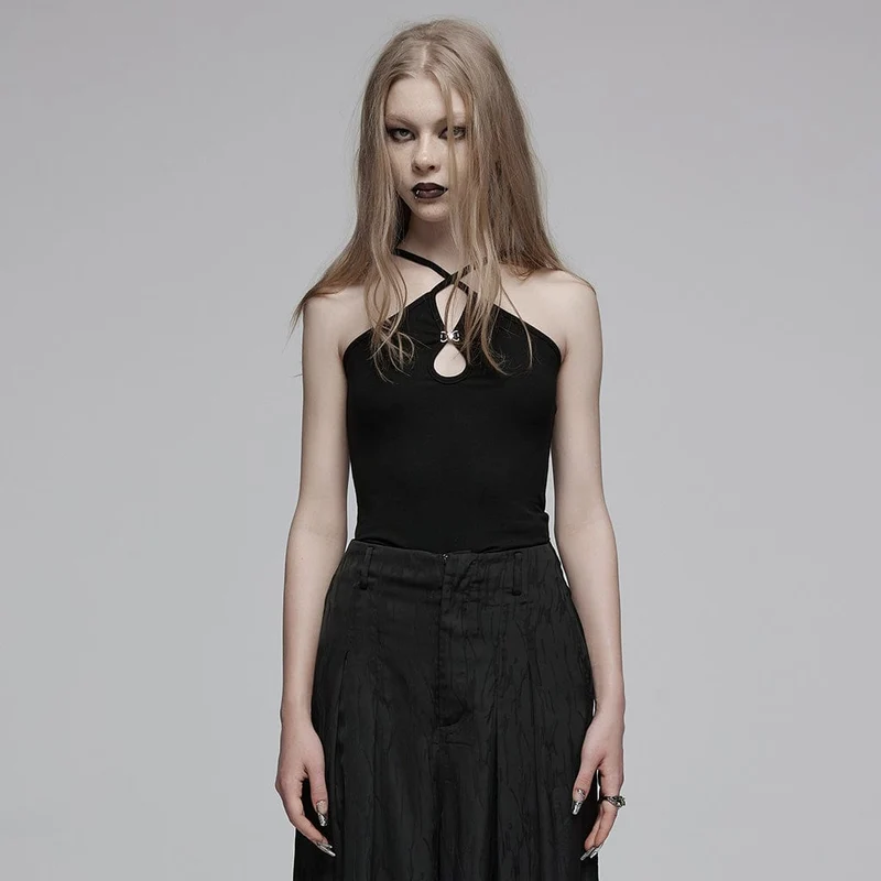 Neckholder-Tanktop mit Punk-Ausschnitt für Damen