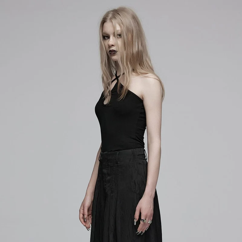 Neckholder-Tanktop mit Punk-Ausschnitt für Damen