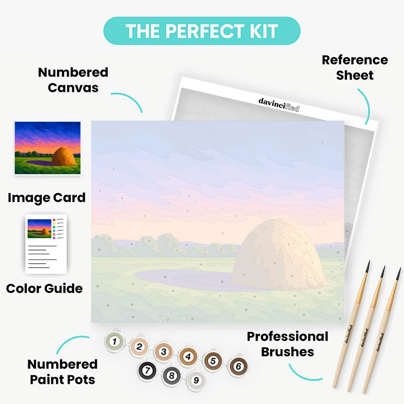 Golden Haystack at Sunset - Paint by Numbers Kit