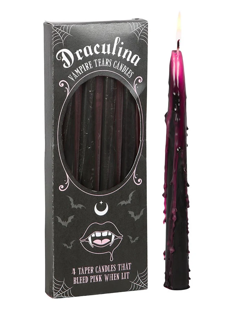 Pink "Blutende" Vampir Kerzen 4er-Set