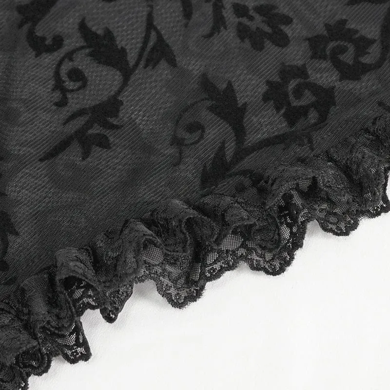 Damen-Punk-Hemd mit tiefem, ausgestelltem Ärmel und Mesh-Splice-Motiv