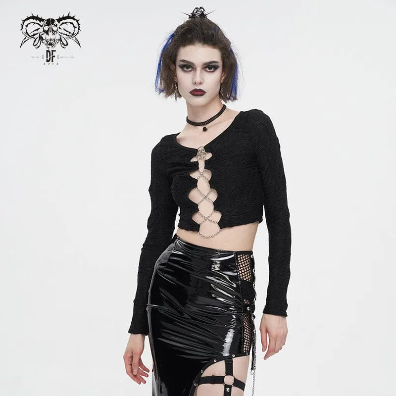 Damenjacke mit Punk-Ausschnitt und gerüschter Kette