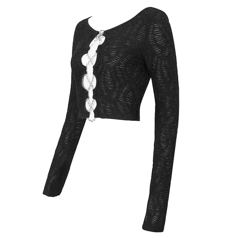 Damenjacke mit Punk-Ausschnitt und gerüschter Kette