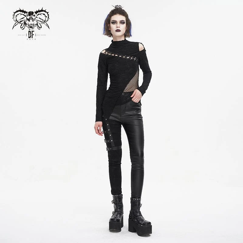 Punk-Spleißhose mit mehreren Schnallen für Damen