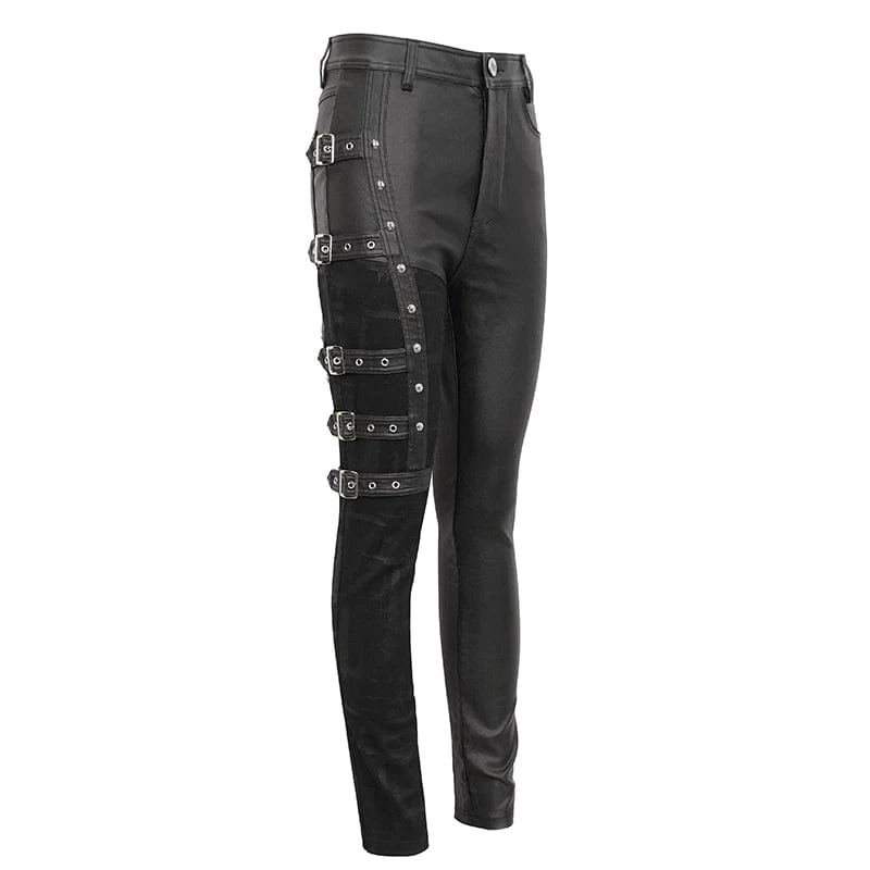 Punk-Spleißhose mit mehreren Schnallen für Damen