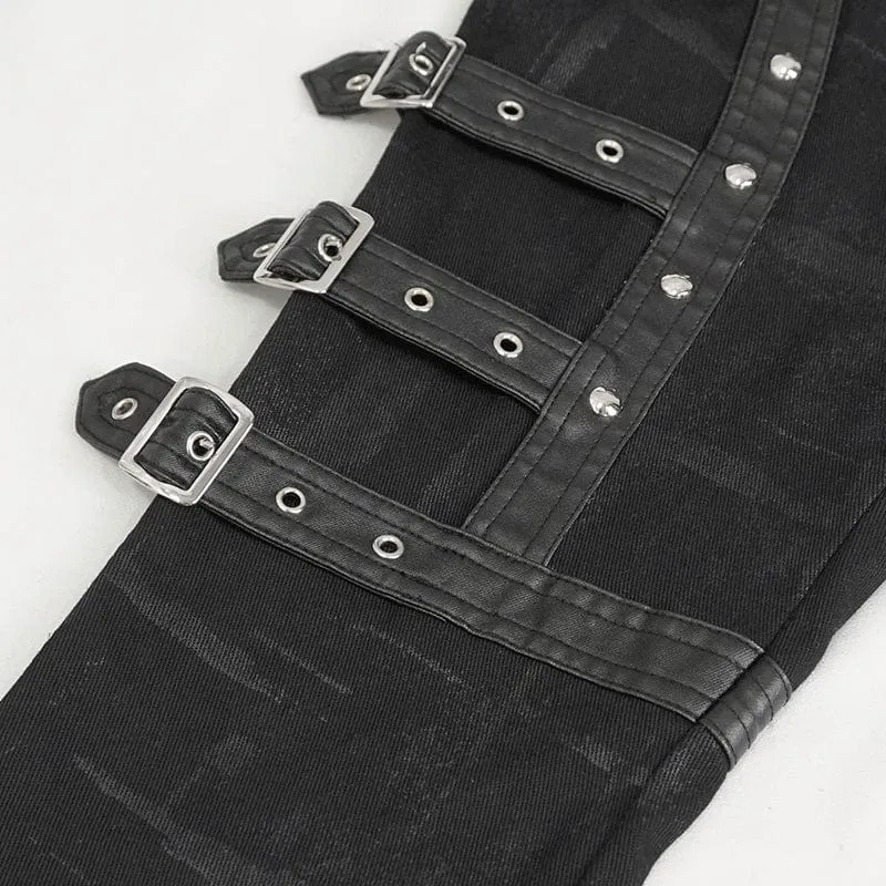 Punk-Spleißhose mit mehreren Schnallen für Damen