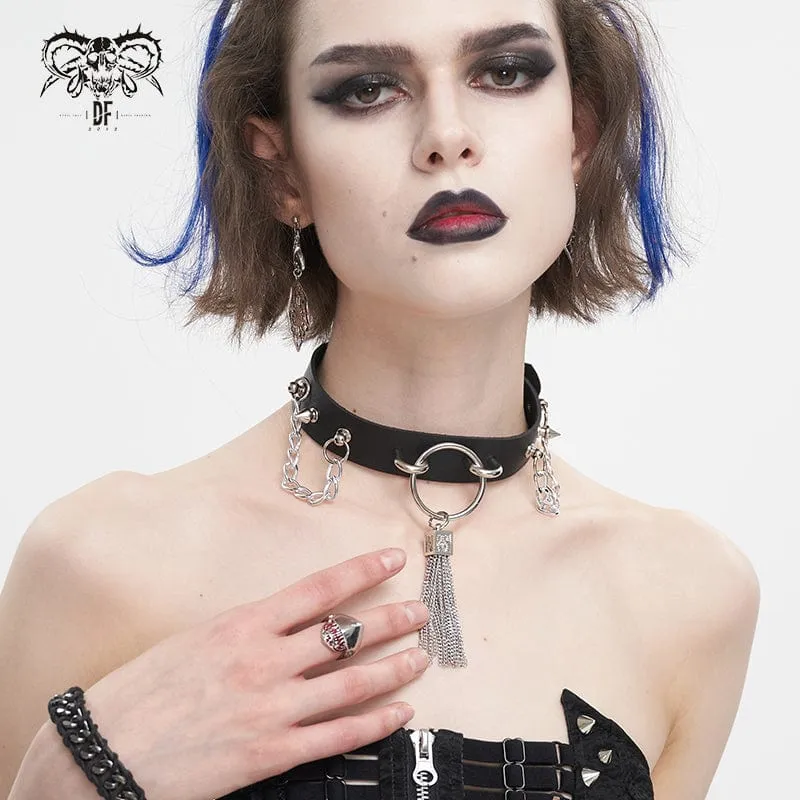 Gothic-Kette mit Nieten und Quasten für Damen