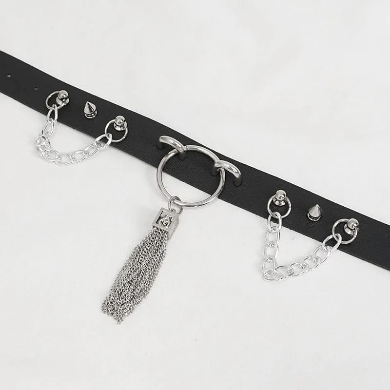 Gothic-Kette mit Nieten und Quasten für Damen
