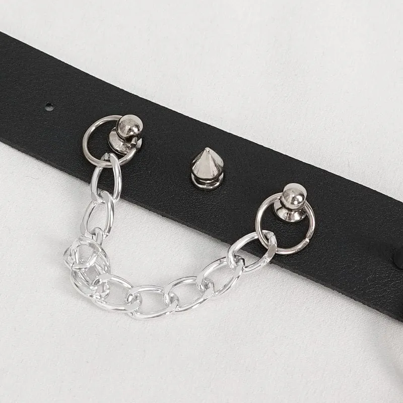 Gothic-Kette mit Nieten und Quasten für Damen