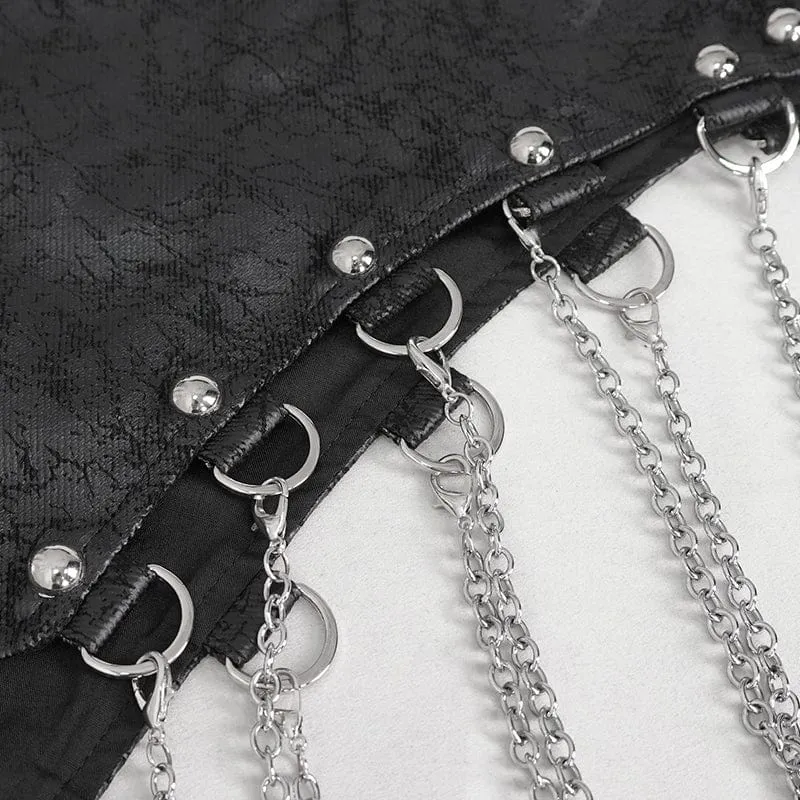 Damen Gothic Mesh Splice Chain Fishtail Rock