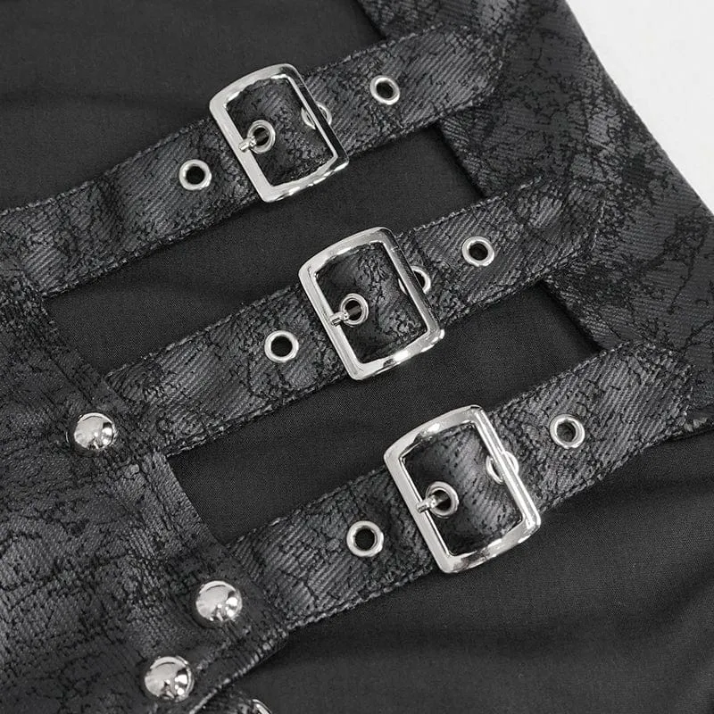 Damen Gothic Mesh Splice Chain Fishtail Rock