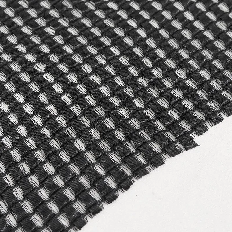 Gothic-Rock für Damen mit unregelmäßigem Mesh-Splice-Schnallenmuster, Schwarz