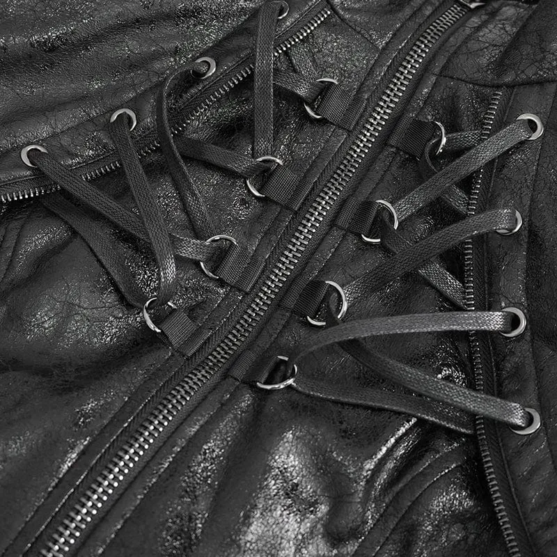 Punk-Jacke mit knisternder Schnalle und Stehkragen für Damen