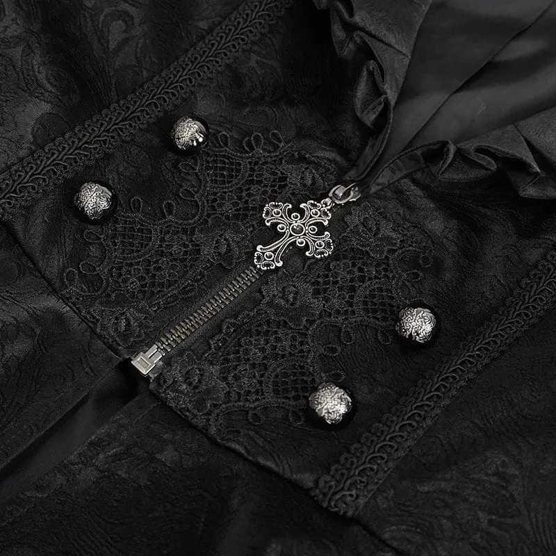 Gothic-Jacke mit Rüschenkragen und ausgestellten Ärmeln für Damen