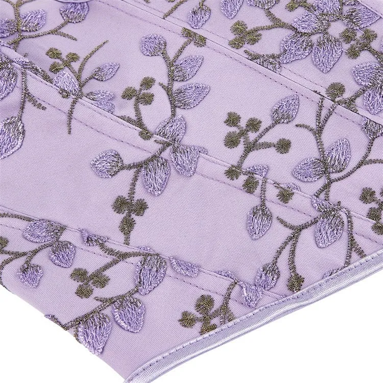 Damen Gothic Vollbrustkorsett mit tiefem Ausschnitt und floraler Stickerei