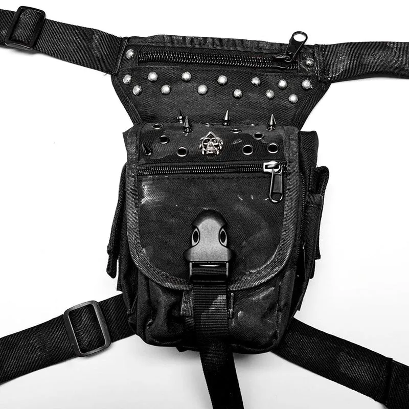 Herren Punk Skull Nieten Gürteltasche